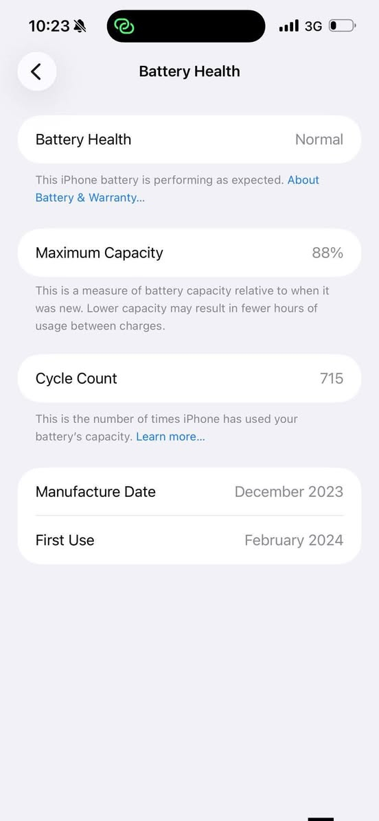 ايفون 15 برو ماكس بطارية 88
ذاكر 256 جهاز شرق اوسط ماستر 
كارتونه موجودة 
ب 900 
واتساب 
***********
يوجد توصيل لكل العراق
