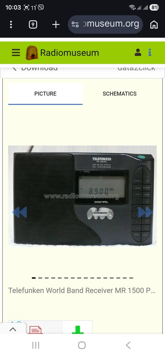 سلام عليكم بعد اذن الادمين للبيع راديو Telefunken mr1500
FM
AM
SW--كامل 
نظيف جدا يعمل بطاريتين وسط سحب قوى جدا على كل الموجات توصيل متوفر
السعر 
30 الف


**إذا كنت صاحب هذا الإعلان وتريد حذفه لأي سبب، رجاءا أرسل رسالة إلى الدعم الفني**