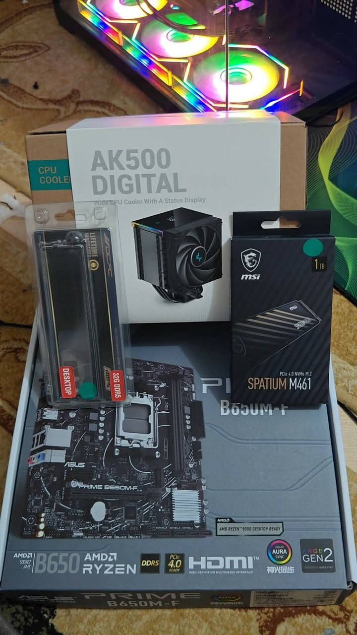 GPU : RTX 5070 12GB ZOTAC 3FAN
CPU :  AMD Ryzen 5 9600X - 6 Core 12 Thread 

Motherboard : ASUS PRIME B650M-F

 Ram : 32GB DDR5-4800MHz

 Hard : MSI 1TB SSD NVME M461

Cooler : DeepCool temperature screen 
 
PSU : 750W+80 GOLD

٢,١٠٠ سعر

توصيل موجود لكل محافظات


**إذا كنت صاحب هذا الإعلان وتريد حذفه لأي سبب، رجاءا أرسل رسالة إلى الدعم الفني**