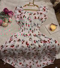 فستان الكرز • كشمير • فري سايز ٤٠-٨٥