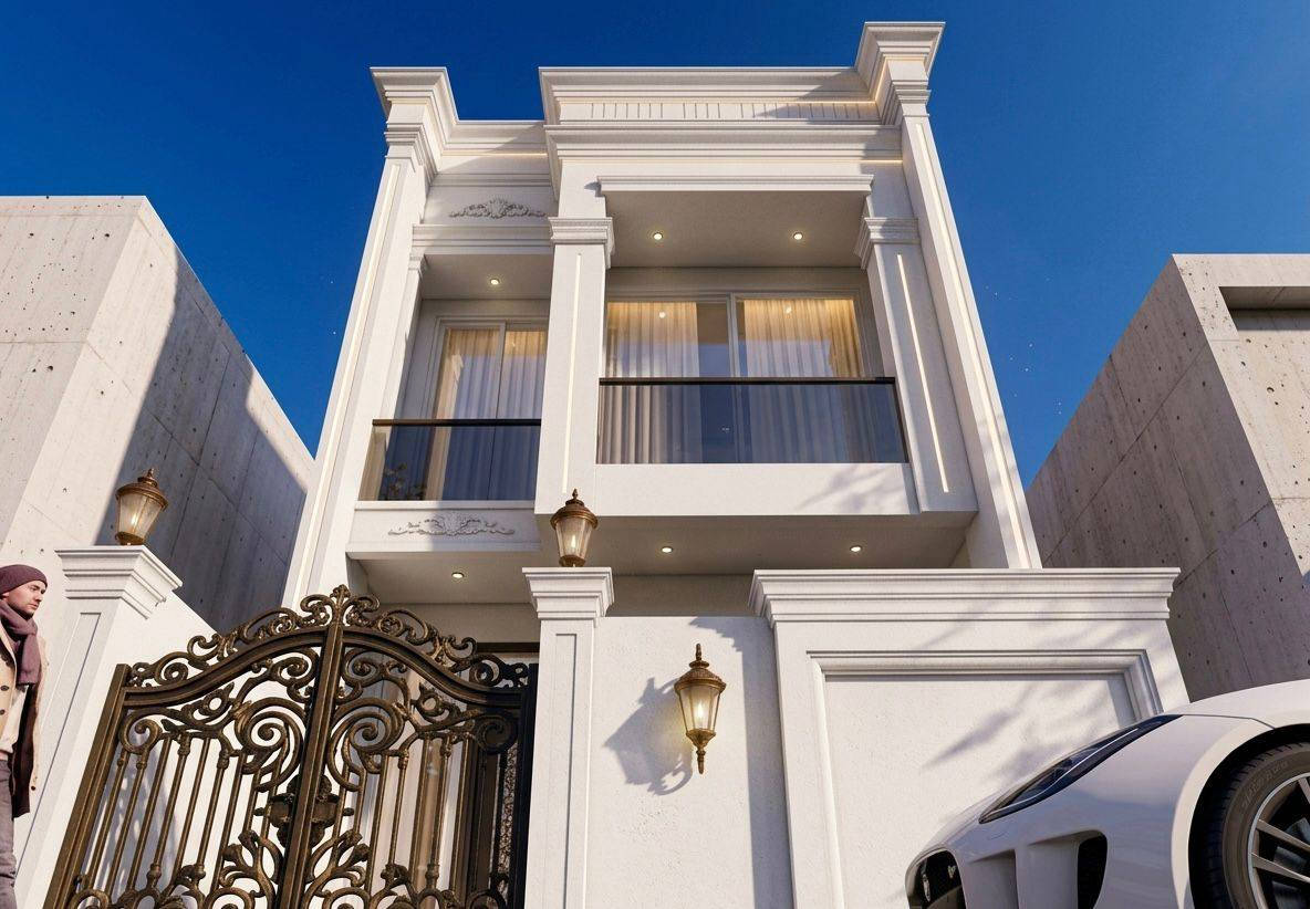 متابعينا الأعزاء نعرض لكم صور تصميم وتنفيذ واجهة بيت عرض 5.55 في بغداد منطقة زيونة  نمط النيو كلاسيك اكساء بالكامل فوم تركي ابيض حسب طلب العميل للاستفسار الاتصال على الرقم
***********
اساس العمران الهندسي للعمارة والديكورات الداخلية والخارجية #
