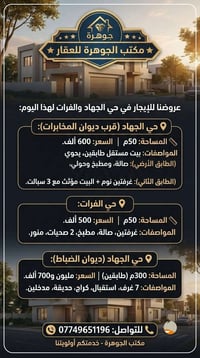 🌟 جديدنا لهذا اليوم في عالم العقارات 🌟 خـيارات إيجار مـميزة في حي الجه...