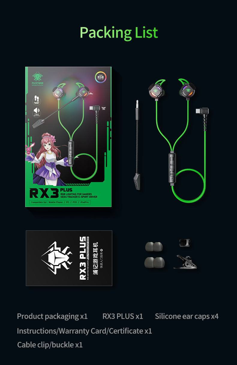 سماعة الألعاب Plextone RX3 Plus هي سماعة سلكية داخل الأذن مصممة خصيصًا للاعبين. 
المميزات: تحتوي على إضاءة RGB، وميكروفون قابل للفصل، ووحدة تحكم مدمجة في الكابل لضبط الصوت والإضاءة. 
التوافق: تعمل عبر منفذ Type-C ومتوافقة مع الهواتف الذكية، وأجهزة الكمبيوتر، وأجهزة الألعاب مثل PS5 و Xbox. 
الصوت: توفر صوتًا عالي الدقة مع ميزات عزل الضوضاء لتعزيز تجربة اللعب. 
التصميم: خفيفة الوزن ومريحة للاستخدام الطويل مع قابس منحني لسهولة اللعب على الهواتف.


**إذا كنت صاحب هذا الإعلان وتريد حذفه لأي سبب، رجاءا أرسل رسالة إلى الدعم الفني**