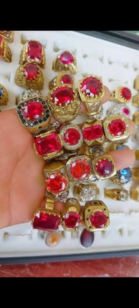 خواتم رجالية • نحاس ابيض • ياقوت احمر