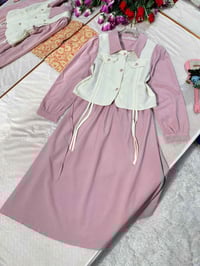 فستان وكنزة منفصلة • دابل صيفي تركي • فري سايز ٤٥-٧٠