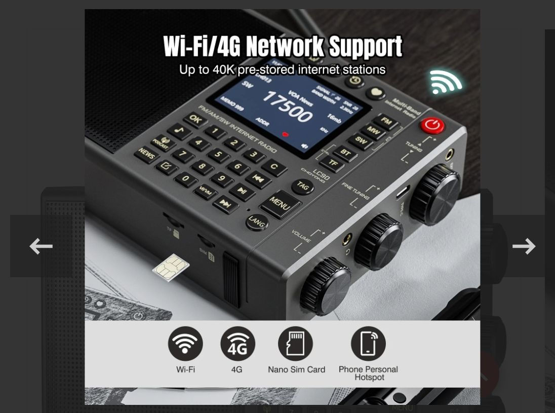 متوفر الراديو الافضل عالميا
الغني عن التعريف Choyong LC90 راديو إنترنت ذكي محمول متعدد النطاقات يجمع بين استقبال الراديو التقليدي وتقنيات البث الرقمي الحديثة.
الميزات الرئيسية:
اتصال متعدد: يدعم الاتصال عبر شبكات Wi-Fi   أو عبر شريحة اتصال  nano SIM أو من خلال نقطة اتصال الهاتف المحمول للوصول إلى محطات راديو الإنترنت.
استقبال واسع النطاق: يوفر استقبالاً لترددات FM، LW، MW، SW،
فول باند
بالإضافة إلى دعم نمط الحزمة الجانبية الواحدة (SSB) للهواة.
تعدد لغات يدعم اللغة العربية بالكامل
راديو الإنترنت: يتيح الوصول إلى أكثر من 40,000 محطة راديو عالمية مصنفة حسب القارة والبلد.
وظائف إضافية: يعمل كـ مكبر صوت بلوتوث، ويدعم تشغيل الملفات من بطاقة TF، ويحتوي على شاشة IPS ملونة تعرض معلومات المحطة وقوة الإشارة.
البطارية: مزود ببطارية قابلة لإعادة الشحن بسعة 5000 مللي أمبير لضمان ساعات استماع طويلة منفذ الشحن من نوع تايب سي 
المواصفات التقنية:
الوزن: حوالي 640 جرام.
الأبعاد: 200 × 122 × 40 ملم تقريبًا.
الصوت: يتميز بجودة صوت عالية بفضل تصميم صندوق مكبر الصوت المتطور. للاستفسار عن السعر والتفاصيل على الخاص بسبب سياسة الفيس بوك


**إذا كنت صاحب هذا الإعلان وتريد حذفه لأي سبب، رجاءا أرسل رسالة إلى الدعم الفني**