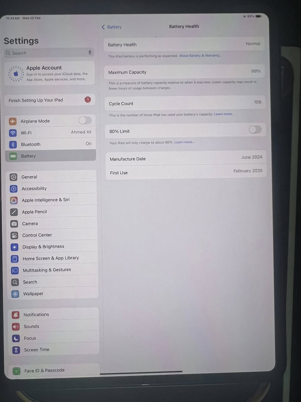 السلام عليكم ايباد ابل للبيع
Ipad pro 13  M4

‎ذاكرة 256
بطارية 99
دورات الشحن 109
وياه قلم  يشتغل مبي شيء
وكفره هم

موقع بغداد الكاظمية


**إذا كنت صاحب هذا الإعلان وتريد حذفه لأي سبب، رجاءا أرسل رسالة إلى الدعم الفني**