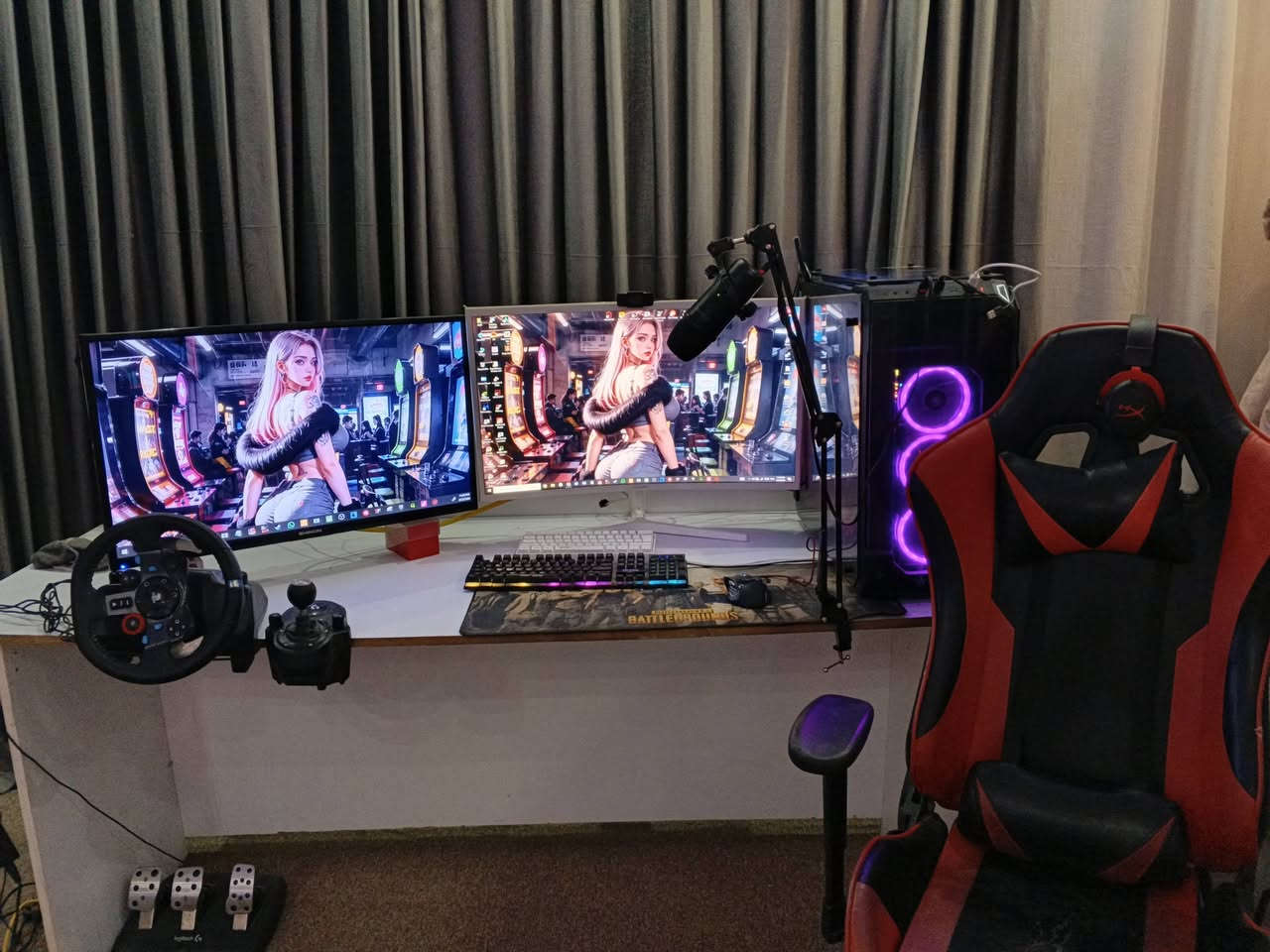 سلام عليكم pc
موصفات 
كرت الشاشه RTX 2060 سوبر 
معالج i5 9600k
بور سبلاء 700w
مذر بورد AORUS B350
رامات 16 ار جي بي 
ستيرن لوجتك G29 
مع الكير 
مايك بوايه 700 سعره 140 دولار 
كامره اماميه
الشاشه 1 سامسونك  144 هرتز 
الساشه الثانيه شاينو 60 هرتز 
الحاسبه كلش حلوه وقويه موصفات هاي جنت العب وبث عليه ترهم كل العاب كراند ببجي فورت نايت كود شنو الئ يعجبك تكدر شغله 

السعر جوه السوك 1250 مليون ومتين وخمسين الحاسبه بس يرادله اكتفيت وندوز لن تاركه صالي فتره طويله 

مكان كربلاء شارع الملعب الدولي 

للستفسار ***********
