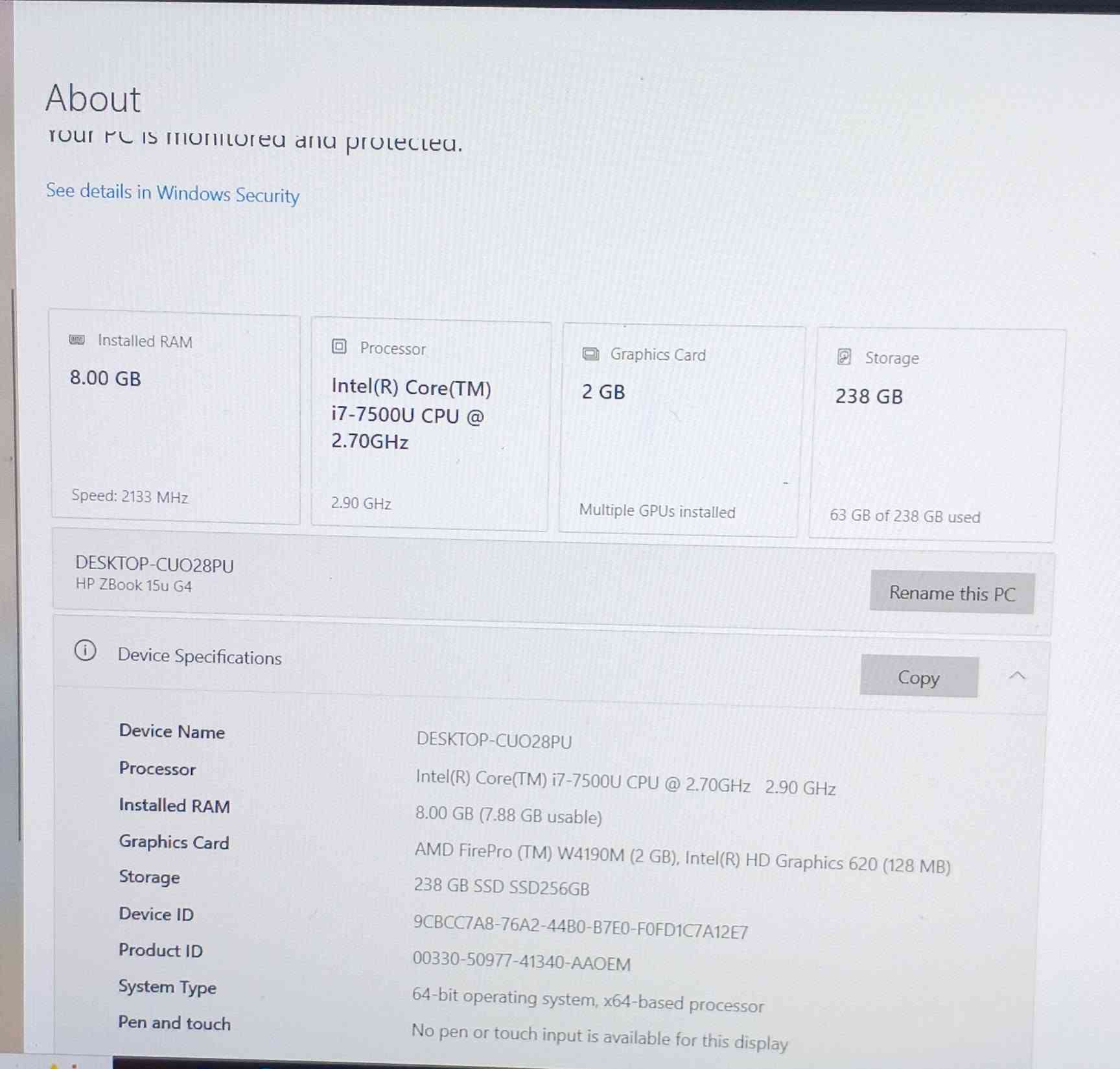 للبيع حاسبه HP
المعالج: Intel Core i7-7500U بسرعة 2.7GHz

الرام: 8GB DDR4

التخزين: SSD سعة 256GB (المتاح 238GB)

كرت الشاشة: AMD FirePro W4190M 2GB + Intel HD Graphics 620

نظام 64-bit

الجهاز بحالة جيدة ومناسب للعمل، الدراسة، والبرامج الهندسية .

السعر 350 الف

للاستفسار والتواصل على الخاص.

او على رقم الهاتف :***********
