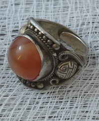 محبس فضة تراثي • عقيق كارنيليان • صنع ألماني