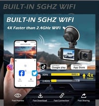 كاميرا سيارة • ثلاث قنوات • واي فاي