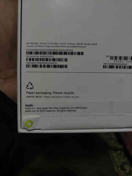 السلام عليكم IPhone 17 pro max
ذاكره 256 
الجهاز جديد ضمان وكاله 
مكاني بغداد الجديده أو مجمع مشن
سعره 1930 الف
***********
