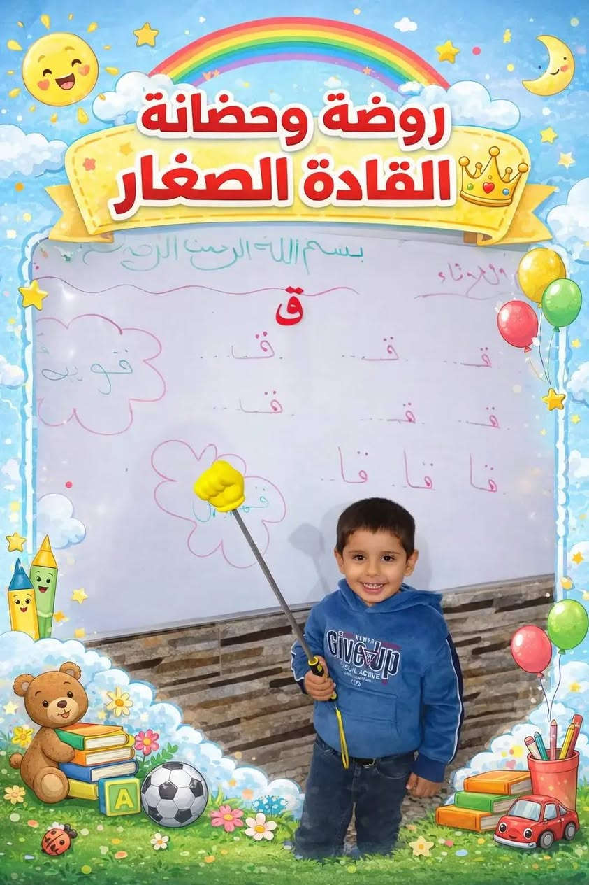 روضة و حضانة القادة الصغار  

📢 تعلن عن فتح باب التسجيل للعام الدراسي الجديد 2026–2027.

✨ بيئة تعليمية آمنة وممتعة
✨ كادر تربوي متميز
🎁 المنهج الدراسي مجانًا
🎁 الخط (النقل) مجانًا

📍 العنوان: حي النصر – شارع إنشائية حمزة المياحي
📞 للاستفسار والتسجيل: ***********

سارعوا بحجز مقاعد أطفالكم، فالأماكن محدودة.
روضة القادة الصغار... بداية واثقة لمستقبل طفلك. 🌼
