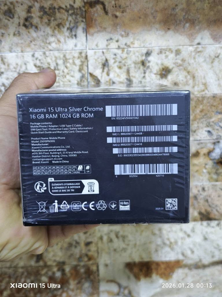 شاومی 15 ئەڵترا شەریکەی ئایتیلۆبی زەمانی تیا ماوە زۆر خاوێن کامل ئەشیا
 شاشە - 120 هرتز - LTPO AMOLED
زوومی کامێرا 120 ئێکس
ڤیدۆ 8kو 4k
زاکیرە 1 تيرابايت
ڕام 16 گێگا بایت
الكاميرا50 + 50 + 200 + 50 ميجابكسل
المعالجSnapdragon 8 Elite
پاتری5410 مللي أمبير - 90 واط
بۆ فرۆشتن و گۆڕینەوە بۆ پەیوەندی ژمارە *********** یان لەچات لەخزمەت دام كويسينجاك, أربيل
