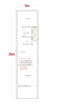 نشارككم اليوم مخططاً احترافياً لمنزل بمساحة 100m (5m×20m)،  صُمم بعناي...