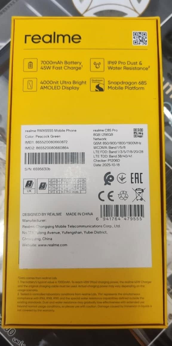 جهاز ريلمي C85 Pro ذاكره ٢٥٦ /٨ 
للبيع فقط نظافه ١٠٠٪ بعده جديد
مشتري قبل 14 يوم والوصل موجود من مكتب لمسات
غراضه كلهن جدد حته الگفر الشفاف بعده ممستعمل بالجهاز اصافة الى لاصق شاشه 
وكفر بناتي 
السعره ٣١٠ وبي مجال بسيط كلش حك الجيه
العنوان بغداد  الغزاليه او الحريه
ماعندي توصيل تجي تاخذه من البيت


**إذا كنت صاحب هذا الإعلان وتريد حذفه لأي سبب، رجاءا أرسل رسالة إلى الدعم الفني**