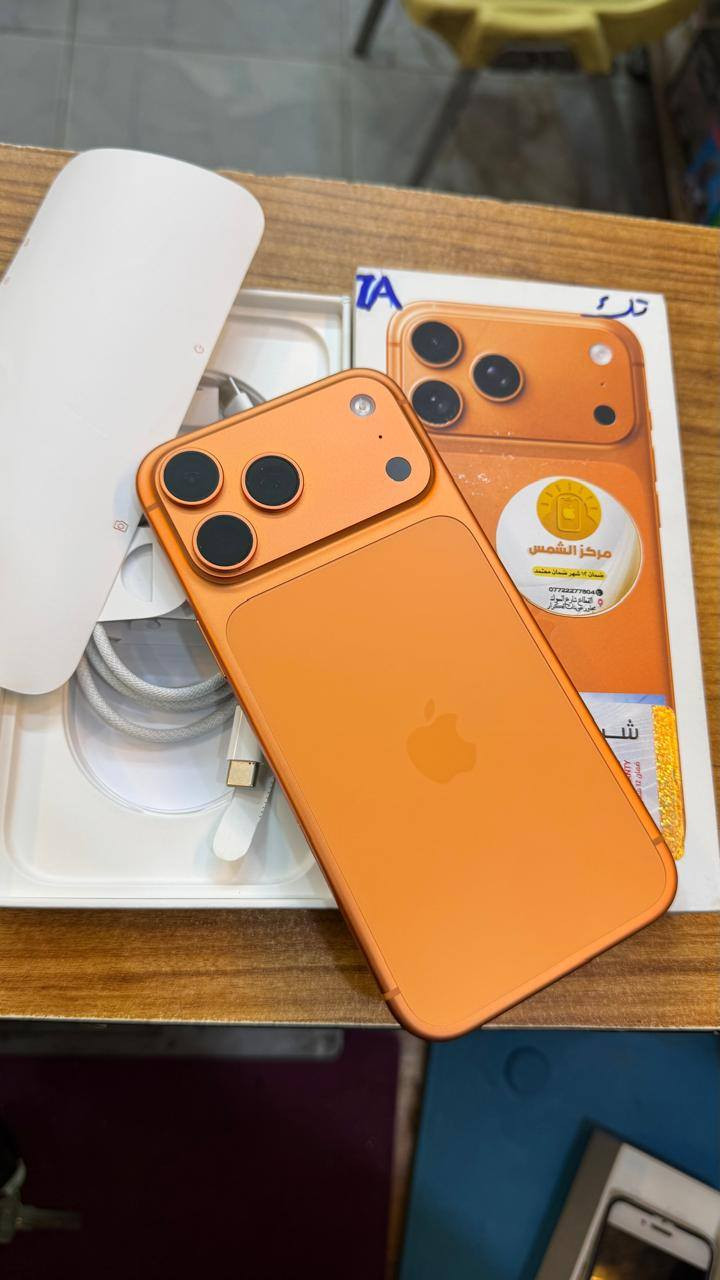 ايفون 17 برو ماكس 256
بطارية 100‎%‎
نضافة 100‎%‎
ابو شريحة الاصلي
ضمان فقط مفتوح من كارتون 
ضمان شركة باقي 11 شهر
السعر مناسب
***********
العنوان القطاع شارع السوك مجاور عوينات الكرار 
مركز الشمس
