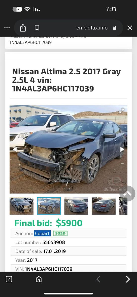 السلام عليكم
التما وارد امريكي 2017 فئهSR حادثه بنيد فقط بدون دواخل وجميع ايرباكات سليمة وصور الحادث مرفقة بالمنشور السيارة جاهزة من كلشي كير محرك مكفولات  السيارة ماشيه 96 ميل السعر 124 وبيه مجال مكاني بغداد
***********
