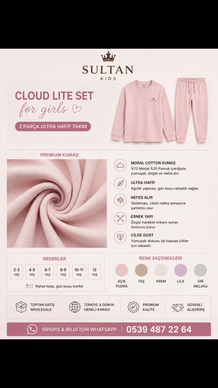 🌸 SULTAN KIDS – CLOUD LITE SET 🌸

راحة وأناقة للأطفال في طقم واحد ✨

✔️ قماش Modal Cotton Premium ✔️ ناعم وخفيف على البشرة ✔️ مريح للحركة طوال اليوم ✔️ ألوان عصرية ومميزة ✔️ جودة عالية مناسبة للاستخدام اليومي

📏 المقاسات: 2-3 | 4-5 | 6-7 | 8-9 | 10-11 | 12 سنة

📦 بيع بالجملة 🚚 شحن إلى جميع الولايات داخل تركيا وخارجها

📲 للطلبات والاستفسار: WhatsApp: 05394872264

#SultanKids #ÇocukGiyim #ToptanGiyim #Bursa #KidsFashion Wholesale ModalCotton ÇocukTakım SultanKidsCollection


**إذا كنت صاحب هذا الإعلان وتريد حذفه لأي سبب، رجاءا أرسل رسالة إلى الدعم الفني**