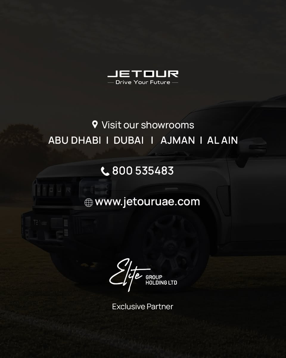 Everything you love about the Jetour T2, now with room for the whole crew.

Book the Jetour T2 7-seater today.

#JetourUAE #DriveJetour #EliteGroupHolding


**إذا كنت صاحب هذا الإعلان وتريد حذفه لأي سبب، رجاءا أرسل رسالة إلى الدعم الفني**