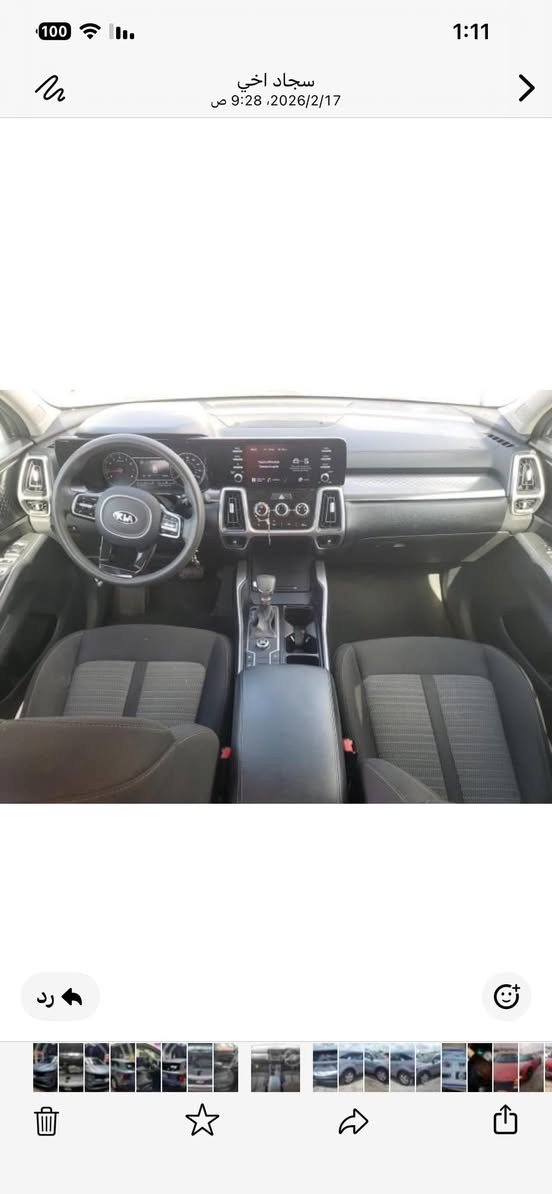 سلام عليكم  للبيع كيا سورنتو موديل 2021 ضرر دعاميه خلفيه وجنطه بارد الصور مرفوقه بلمنشور  
ويبيها بلعراق صبغ جاملغ خلفي وباب خلفي كلير فقط 
7 راكب 
4 سلندر 
شاشه 
كامره 
حساس 
فور ويل 
رقم بغداد تحويل ثاني يوم 
السعر170  مجال بسيط رجاء الشراي يتصل 
الخاص مغلق 
***********
