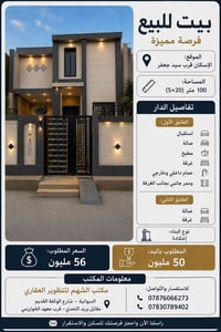 🏡 #بيت_للبيع🏡  📍 الموقع: الإسكان قرب سيد جعفر 📐 المساحة: 100 متر (5×20...