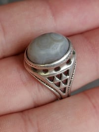 خاتم سليماني رصاصي معطف قطعة روعة خام قديم مشروط صياغة يدوي مرتبة فضة ...