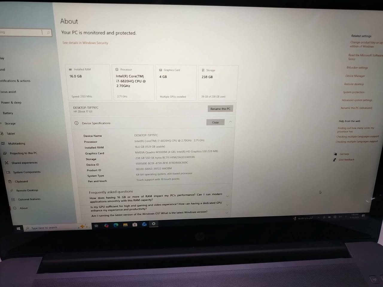 لابتوب للبيع  hp zbook 
كورد 7 الجيل 6
رام 16
هارد 256 ssd m2
المعالج فئة HQ
 كارت شاشة خارجي Nvidia Quadro M3000 M (4كيكا)
 كارت شاشة داخلي ( 8 كيكا)
المجموع الكلي (12  كيكا)
حجم الشاشة 17
الشاشة لمس 
البرامج الهندسية والعاب 
النظافة فول
السعر 400 الف قفل


**إذا كنت صاحب هذا الإعلان وتريد حذفه لأي سبب، رجاءا أرسل رسالة إلى الدعم الفني**