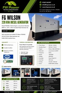 Just arrived into stock: FG Wilson P220HE2 220 kVA Diesel Generator, p...