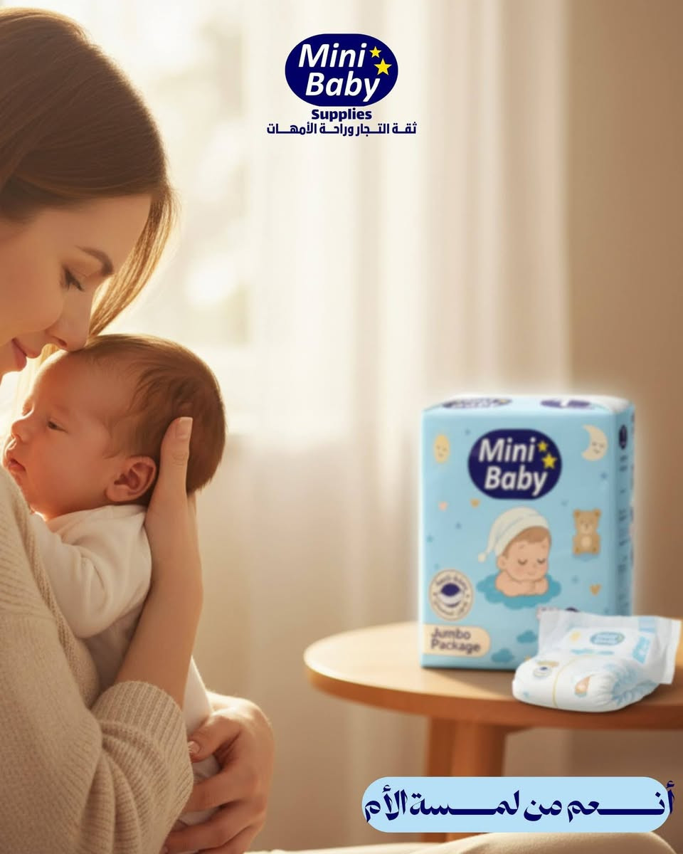 📍متوفره في مركز عالم الحليب / المسيب  حفاضات ميني بيبي بتصميمها الوقائي الرائع تضمن لطفلك الشعور بالصحة والراحة، وتمنحك أنت راحة البال. 

📍 حفاضات ميني بيبي توفر أقصى درجات الجفاف بفضل نظامها المصمم بعناية، فهي تحتجز البلل بعيدًا عن بشرة طفلك لساعات طويلة، مما يمنع تهيج الجلد ويمنح طفلك شعورًا بالجفاف طوال النهار والليل 

📍 بفضل سطحها الناعم والقطني والأشرطة اللاصقة المريحة، والحواجز الواقية، تعد حفاضات ميني بيبي الخيار المثالي لطفلك

التعبئة في لكيس الواحد
رقم 1 : ( 86 ) 
رقم 2 : ( 80 )
رقم 3 : ( 70 ) 
رقم 4 : ( 60 ) 
رقم 5 : ( 52 )
رقم 6 : ( 42 ) 
رقم 7 : ( 32 ) 

🏬 بابل المسيب شارع البلديه مقابل د جعفر وفي للاطفال للإستفسار مراسله البيج او الاتصال ع الرقم ***********
