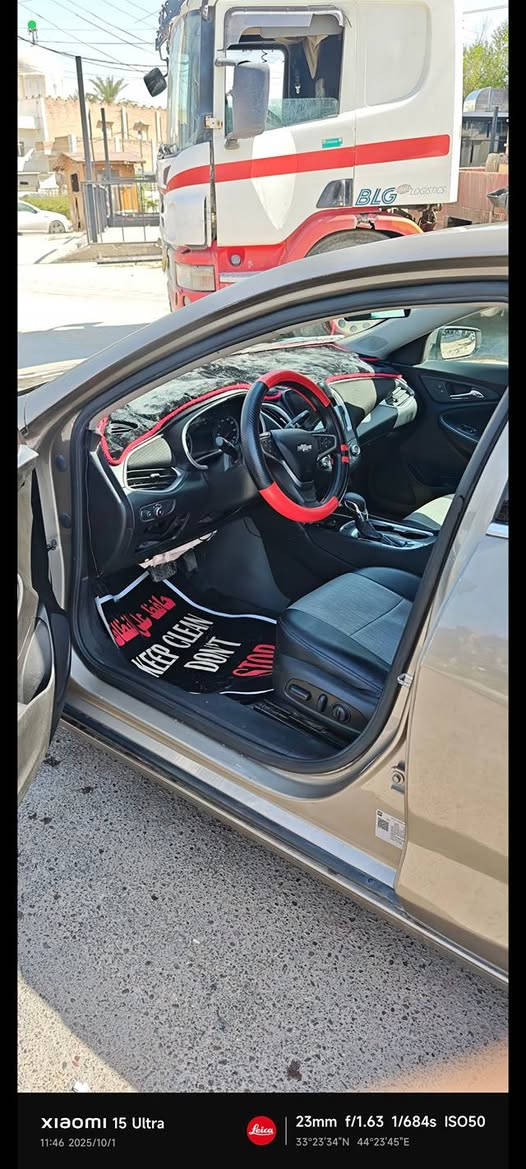 ماليبو 2022 LT فول مواصفات 
رقم ديالى معوقين اكفل وكالة السيارة
كشنات جلد 
قطعتين تبريد
.   تدفئة كشنات
. مانع انزلاق
. مثبت سرعة.
  فتحة بنروما
. سايد بريك كهربائي
.  اوتو ستوب. 
  بصمة ابواب و صندوق.
 تشغيل عن بعد. 
 سنترلوك قفل تلقائي
. كامرا رجوع خلفية 
 كشن السايق كهربائي
 حساس ضغط اطارات
 سيستم صوت 10 سماعات
 البك لايت لدات
.  كير ومكينة مكفولات بدون عطل 
الحادث كما موضح بالصور محرك 
1500 تيربو ماشية 73 الف ميل
ديالى جديدة الشط
***********
