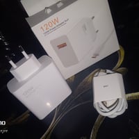 شاحنه تايب سي  120Wواط اصلية شحن سريع (نصف ساعه التلفون 100) السعر 15و...