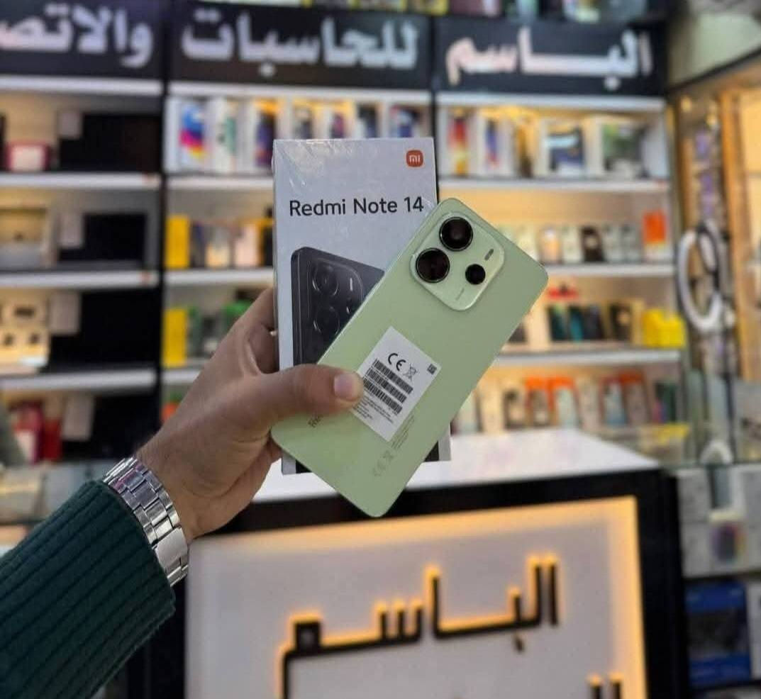 🟧◼️🟦 من شركة شاومي توفر جهاز 🟦◼️🟧
🧡Redmi not 14🧡
🔸ذاكرة التخزين 256GB 
🔸الذاكرة العشوائية 8GB 
🔸 ️المعالج ثماني النواة Helio G99-Ultra 
🔸 ️الشاشة 6.67 من نوع AMOLED
🔸 ️تردد 120 هيرتز ودقة FHD+
🔸محمية بطبقة حماية Corning Gorilla Glass 
🔸️ الكاميرا الرئيسية 108Mp
🔸 ️كاميرا السيلفي 20Mp
🔸 ️البطارية 5500 مللي أمبير بسرعة شحن 33W 
🔸 ️بصمة الاصبع مدمجة في الشاشة
🔸 ️صوت ستيريو Dolby Atmos
🔸️ مقاوم لرذاذ الماء والغبار بمعيارية IP54.
➖➖➖➖➖➖➖➖➖➖➖➖➖➖
https://www.instagram.com/albasim2006?igsh=eDV6M3NmaGlhMzBw
للاستفسار اكثر مراسلة الصفحة او الاتصال على الأرقام المثبتة ادناه:
العنــــــــــ🫵ـــــــــوان
#ديالى_المقدادية_حي_المعلمين
*********** ☎️📞*********** ☎️📞
#اخــــتـــيــارك_الأول_في_عالم_الاصلي.
📝 توجد خدمة توصيل لجميع المحافظات 
 @الجميع
@everyone
https://maps.app.goo.gl/5q3GR6btmt9unsfz9?g_st=ac
