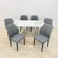 ميز طعام • ٦ كراسي • رخام مزجج