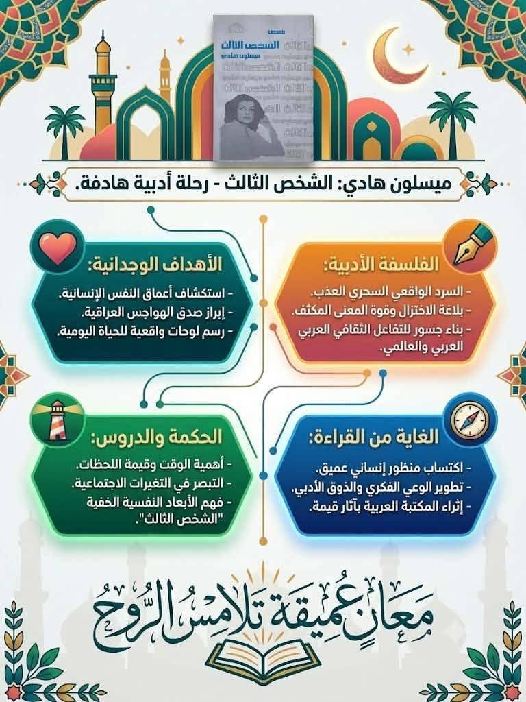 ## 🔴 🔴 ( 5,000 ) دينار عراقي فقط 🔴 🔴 "الشخص الثالث" — الانطلاقة الأولى لـ ميسلون هادي (بغداد، 1985)
لكل قارئ يقدّر قيمة وقته، ولكل باحث عن الأدب الرفيع والعميق المليء بالحكمة والصدق.. نضع بين أيديكم اليوم **النسخة النادرة والأصلية** من المجموعة القصصية الأولى والباكورة الأدبية للروائية والقاصة العراقية الكبيرة **ميسلون هادي**، الصادرة عن "مكتبة الدار القومية للكتاب العربي - بغداد / كرادة مريم" عام 1985م، في (75) صفحة من القطع المتوسط.
هذا الكتاب ليس مجرد نصوص عابرة، بل هو **وثيقة أدبية وتاريخية** تؤرخ لولادة صوت نسائي عراقي فريد، حفر اسمه بحروف من ذهب في الساحة الأدبية العربية والعالمية.
### 👤 من هي ميسلون هادي؟ (سيرة أدبية حافلة بالتميز)
ميسلون هادي، ولدت في بغداد عام 1954، وتخرجت في كلية الآداب بجامعة بغداد عام 1976. تُعد واحدة من أبرز القامات الروائية والقصصية في العراق والعالم العربي. تميزت بأسلوبها السردي الجذاب الذي يمزج بين الواقعية السحرية والتحليل النفسي العميق للمجتمع العراقي.
 * **مسيرتها الأدبية:** نشرت أولى قصصها في أواخر السبعينيات، وكانت هذه المجموعة **"الشخص الثالث" (1985)** هي بوابتها الرسمية والشرعية إلى عالم الشهرة الأدبية.
 * **الإرشاد والتأثير الأدبي:** رفدت المكتبة العربية بعشرات الروايات والمجموعات القصصية والترجمات، من أبرزها رواية "العيون السود" و"الحدود البرية" و"أجمل حكاية في العالم". حازت على جوائز وتكريمات رفيعة، وترجمت بعض أعمالها إلى لغات عالمية مثل الإنجليزية، مما جعلها وجهاً مشرقاً للأدب العراقي في المحافل الدولية.
 * **العمل الصحفي:** أشرفت على تحرير العديد من المجلات والصفحات الثقافية العراقية، مدافعةً عن الهوية الثقافية الأصيلة والوعي الفكري الإنساني.
### 🎯 جوهر الكتاب والحكمة من قراءته (لماذا وقتك لن يضيع هباءً؟)
تضم المجموعة (12) قصة قصيرة محبوكة بدقة مذهلة، تفتتحها بقصة "الظل والراحة والماء" وتختمها بالتساؤل الفلسفي العميق "ألم تنسَ شيئاً قبل أن تخرج؟".
#### 🌟 الفوائد العظيمة والجوهر الفكري للمجموعة:
 1. **تشريح الواقع الإنساني والاجتماعي:** في قصص مثل "البيت" و"الطاحونة"، تأخذنا الكاتبة إلى عمق الحياة العراقية، لتقدم لنا دراسة نفسية واجتماعية صادقة عن هواجس الإنسان، وآماله، وصراعاته اليومية في فترات التحول الفكري.
 2. **حكمة "الشخص الثالث":** القصة التي تحمل اسم المجموعة تُعالج بذكاء فكرة المراقب الخفي أو البُعد النفسي الآخر الذي يلازم الإنسان في خياراته ومواقفه المصيرية.
 3. **بلاغة الاختزال وقوة التعبير:** الكتاب يمثل مدرسة في كيفية صياغة الجملة القصيرة المكثفة المشحونة بالمعاني؛ حيث يتعلم القارئ كيف يمكن لبضعة أسطر أن تختزل عمراً بأكمله (كما في قصة "الطمأنينة" و"النخلة").
 4. **متعة السرد الآمن والصادق:** قراءتك لهذه الباكورة تمنحك فرصة نادرة لفهم كيف تطور السرد العراقي الحديث، وكيف صعدت أقلام الثمانينيات لتواجه أصعب الظروف الإنسانية بالكلمة الحرة والفن الرفيع.
### 📦 تفاصيل الكتاب وعرض البيع:
 * **العنوان:** الشخص الثالث (مجموعة قصصية).
 * **تأليف:** ميسلون هادي.
 * **الجهة الناشرة:** مكتبة الدار القومية للكتاب العربي (بغداد - كرادة مريم).
 * **سنة الطبع:** الطبعة الأولى، 1985م.
 * **عدد الصفحات:** 75 صفحة.
 * **تصميم الغلاف الداخلي والخارجي:** الفنان فلاح حسن.
 
### 💳 السعر :
## 🔴 🔴 ( 5,000 ) دينار عراقي فقط 🔴 🔴
> 📞 **للحجز والطلب:** يرجى إرسال رسالة مباشرة إلى خاص الصفحة (المسنجر) تتضمن الاسم الكامل، العنوان، ورقم الهاتف. يتوفر التوصيل السريع لجميع محافظات العراق وجامعاتها العريقة.


**إذا كنت صاحب هذا الإعلان وتريد حذفه لأي سبب، رجاءا أرسل رسالة إلى الدعم الفني**