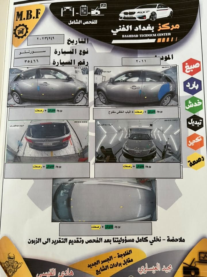 سورنتو 2011 
وارد أمريكي مكفوله كفاله عامه عدا بارد بسيط بل باب سونار بل منشور 
4 سلندر 
133 وبيه مجال 
***********
