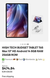 تابلت • شاشة ١٣ انش • ذاكرة ٢٥٦ جيجا