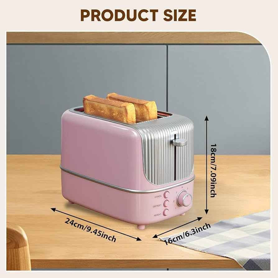 حمّاصة خبز كهربائية لشريحتين (2-Slice Toaster) بلون وردي وتصميم ريترو مميز، تبلغ قدرتها الكهربائية 800 واط (Real Power).أهم المواصفات والمميزات الموضحة على العلبة:السعة: تتسع لتحميص شريحتين من التوست في نفس الوقت.التحكم بالحرارة: تحتوي على 7 مستويات مختلفة لتعديل درجة التحميص (7 temperature settings) حسب الرغبة.أزرار التحكم: تأتي مزودة بـ 3 أزرار مع مؤشرات ضوئية تشمل وظائف: (إعادة التسخين Reheat، إلغاء العملية Cancel، وإذابة التجميد Defrost). بغداد, العراق


**إذا كنت صاحب هذا الإعلان وتريد حذفه لأي سبب، رجاءا أرسل رسالة إلى الدعم الفني**