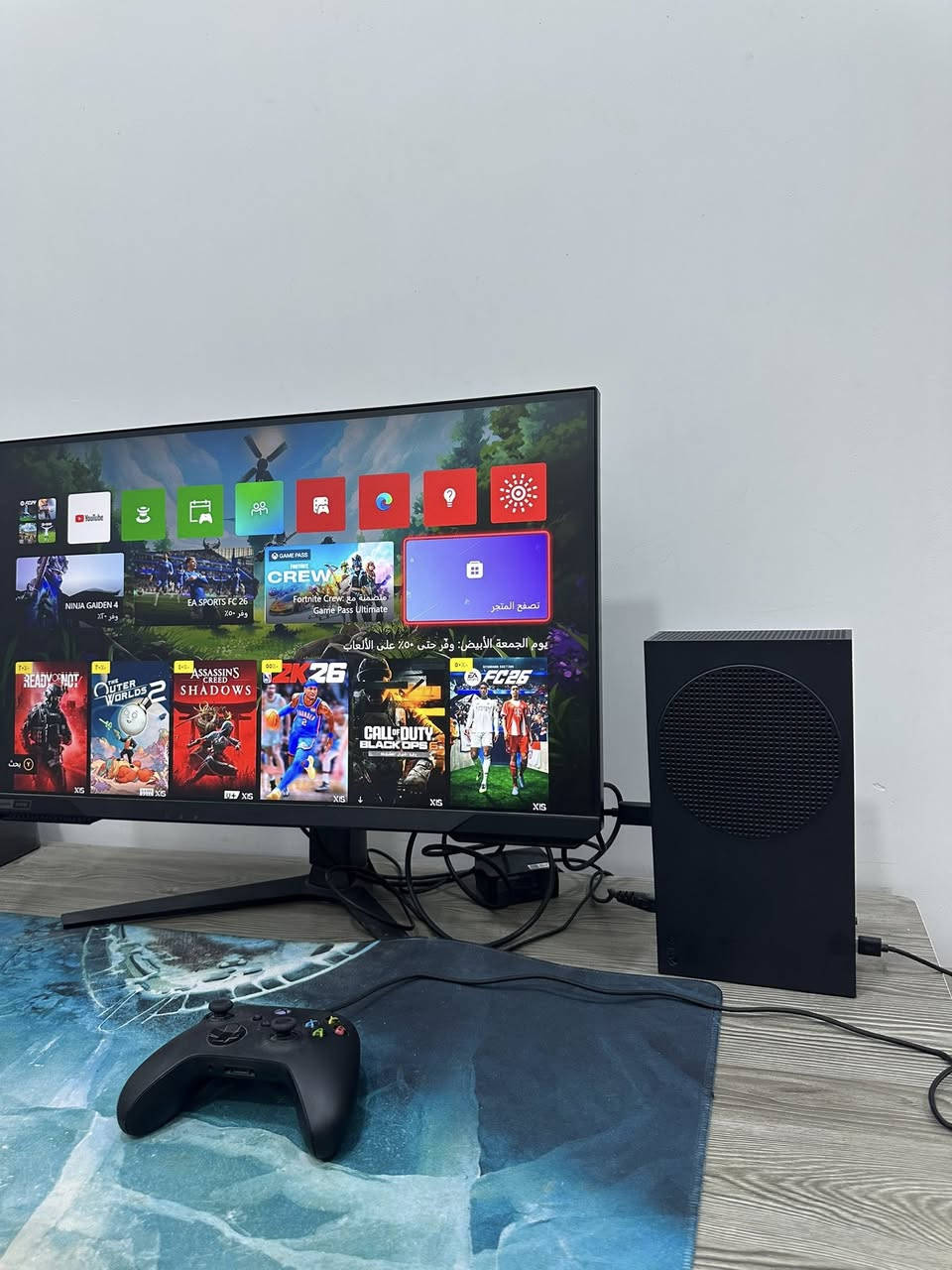للبيع  اكس بوكس Series S (نسخة 1 تيرا) + شاشة سامسونج 
Odyssey G5 2K nVIDIA
G-SYNC
🔹 اكس بوكس Series S – 1TB أسود 
• استعمال خفيف مدة 3 أشهر
• الجهاز نظيف مثل الجديد
• بدون أي مشاكل أو صيانة
•  نسخة 1 تيرا مو   ال 500GB❌

🔹 شاشة SAMSUNG حجم 27 1440p, 165Hz, 1ms, GTG, IPS
• دقة QHD 2K
• تردد 165Hz
• نظافة 99‎%‎ جبتها وية الجهاز  
native FreeSync support and G-SYNC

السعر 700  الف قفل 
توصيل متوفر  🚚
*********** موجود واتساب وماسنجر
