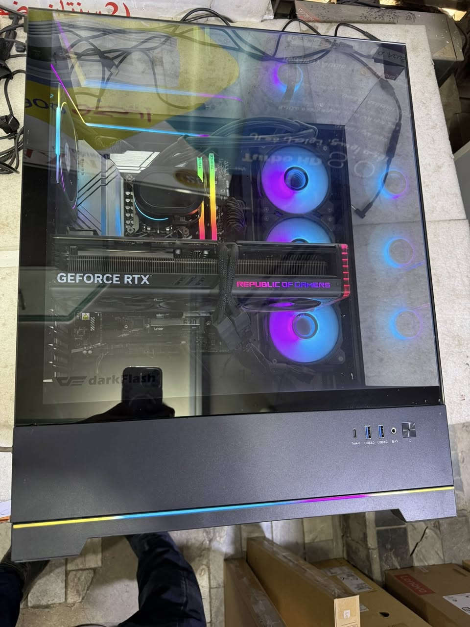 للبيع
الموصفات 
1-case class full towr
2- P.S  looow  Gen 5 Cooler mastr
3- Cooling 360mm dank  flash
4- cpu I9 Gen 14
5- Ram 64G (32*2) T-force
6- Hard 4T (2*2T) lexev NVME
7- UGA. 40/90 RTX  AIVS
8- M.B \.  ASVS
للاستفسار الاتصال ع الرقم الاتي ***********
علمآ ان ال case مستعمل 4 اشهر فقط
