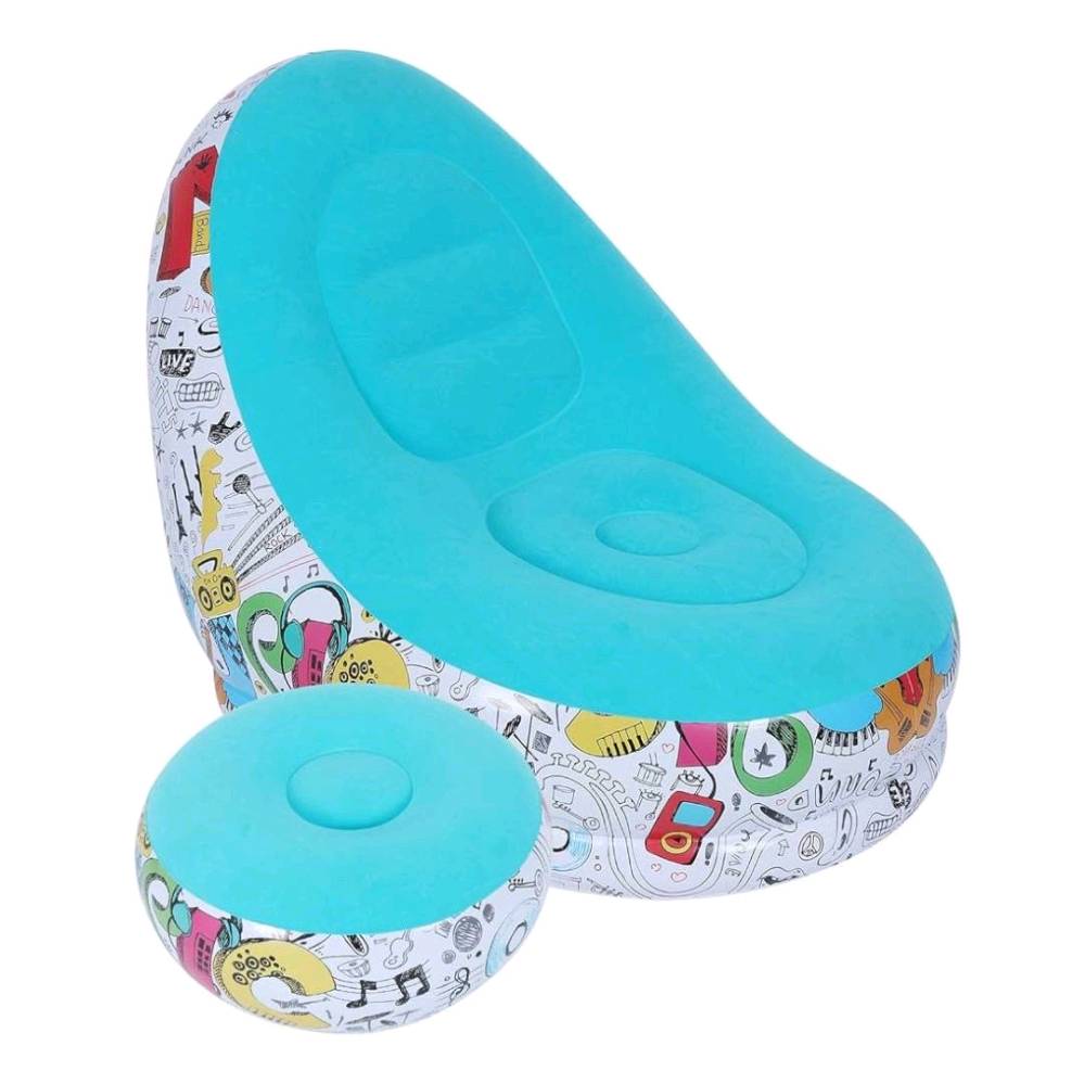 تصميم مميز وعصري 

* متوفر بجميع الالوان

- السطح مصنوع من قماش عالي الجودة

- قدرة تحمل عالية للاوزان

- نسيج قوي مقاوم للثقوب

- ثبات عالي للحماية من السقوط

- مصنوع من نسيج مرن جلاتيني

- ياتي معه منفاخ يدوي 

- ابعاد الكرسي : 166 * 98 * 83 cm 

- ابعاد المقعد : 62 * 62 * 31 cm
موجود توصيل مجاني لكافة المحافظات 