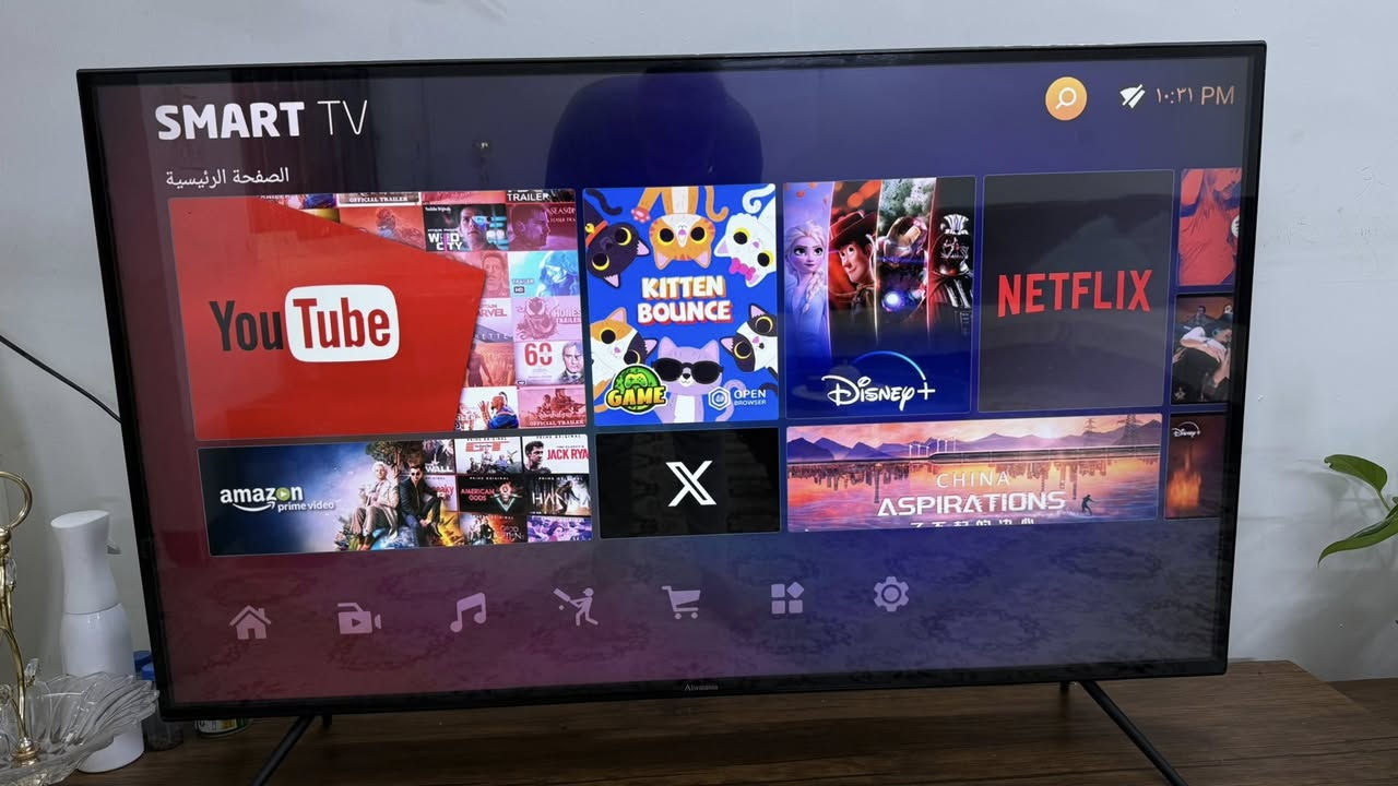 شاشة حجم 55 4k // الوطنية
نظافة فول استخدام شيء بسيط // ضد الكسر طبقة حماية
ريموت الاصلي 
سمارت انترنت 
تشتري تجي كدام عينك اشغلها الك 
مكان الموصل 
***********
