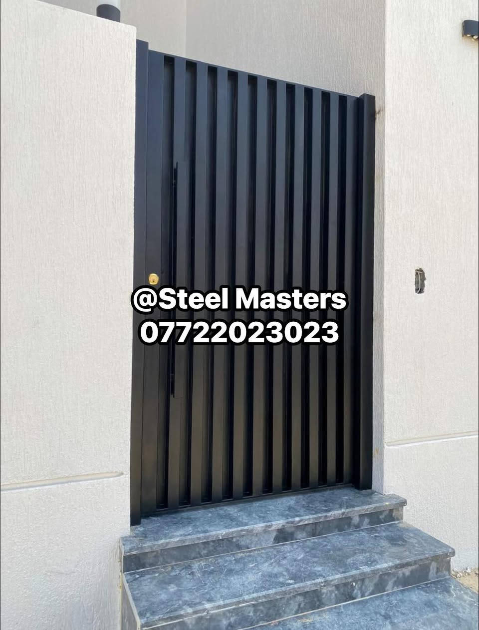 🛑نقدا & بالتقسيط 
ورشة Steel Masters لأعمال الحدادة 

تنفيذ وتوريد باب حديد مودرن 

✅ تنفيذ من حديد مجلفن عالي الجودة 
✅ دهان بلون اسود مطفي 
✅ تصميم شرائح عامودية مغلقة بالكامل
✅ قفل Yal ايطالي مع مسكة طويلة 

📐 تصميم عملي  _ متين وامن متناسق مع الواجهات الحديثة  

تنفيذ فعلي من ورشة #steel_masters

📍 للتواصل والاستفسار:
+964 ***********
العراق_بغداد
