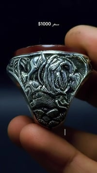 خاتم عقيق يماني • صياغة يدويه • حجر مخطوط