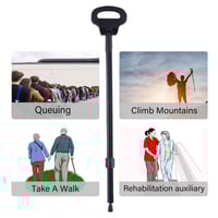 عصا مشي • مقعد قابل للطي • قاعدة ثلاثية