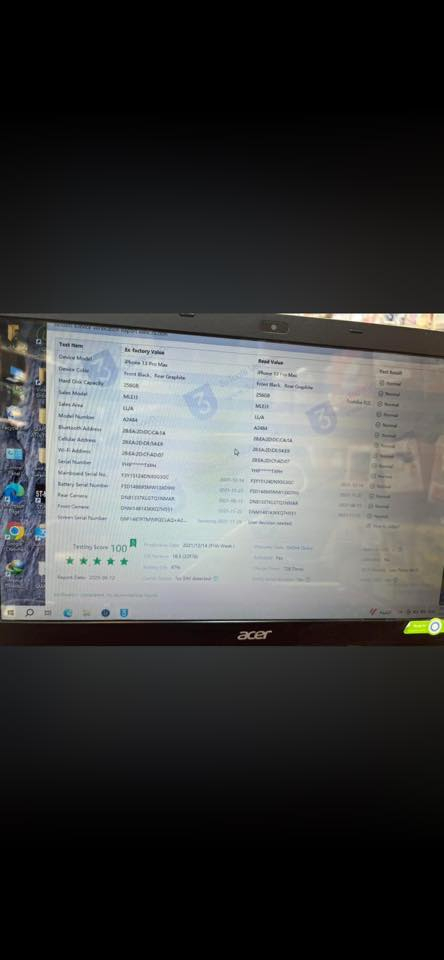 السلام عليكم

آيفون 13بروماكس  للبيع ذاكره 256 جهاز نضافه فولل 

جهاز كلشي مابي بس بطاريه مرفوعه 97   اصلن ولا يعبر هوه جهاز كامره فولل  وهذا فحص كدامك 

الاستفسار واتساب ***********
