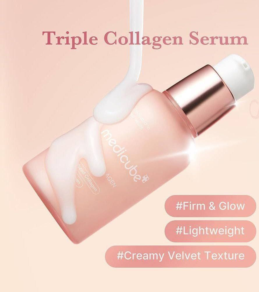 ✨سيروم الكولاجين الثلاثي من ميديكيوب للعناية بالبشرة مصمم لتعزيز مرونة البشرة وتغذيتها وإضفاء توهج صحي وممتلئ. يحتوي على مركب كولاجين ثلاثي يتكون من الكولاجين البحري والنباتي والأنسجة لامتصاص أسرع وأعمق في طبقات الجلد. و يساعد على تقليل ظهور الخطوط الدقيقة والتجاعيد، ويمنح البشرة مظهراً أكثر شباباً وشدّاً. ويوفر ترطيباً عميقاً بفضل مكونات مثل حمض الهيالورونيك والسيراميد. مناسب لجميع أنواع البشرة ويمتص بسرعة دون ترك بقايا دهنية.كما يعمل على تفتيح البشرة الباهتة ويمنحها إشراقة ونضارة. 

✅الفوائد الأساسية:-
✔️ يتكون هذا السيروم من ثلاثة أنواع من الكولاجين (المحلل، الأتيلو، والقابل للذوبان) التي تخترق طبقات الجلد المختلفة بعمق لتوفير العناصر الغذائية الأساسية.
✔️ يساعد حمض الهيالورونيك والنياسيناميد على حبس الرطوبة، مما يقلل من ظهور الخطوط الدقيقة والتجاعيد ويمنح البشرة مظهرًا أكثر شبابًا وإشراقًا.
✔️ يتميز بتركيبة خفيفة الوزن وسريعة الامتصاص، مما يجعله مناسبًا لجميع أنواع البشرة، بما في ذلك البشرة الحساسة والناضجة.
✔️ يحتوي أيضًا على مستخلص لحاء الإنانتيا كلورانثا الحاصل على براءة اختراع للعناية بالمسام ومستخلص أوراق الزيتون للعناية بالعيوب والنمش.
#الاصلي المنشأ كوريا 🇰🇷💯
السعر ١٣ الاف
🚘يوجد خدمة توصيل لجميع محافظات العراق ٤ 🚘


**إذا كنت صاحب هذا الإعلان وتريد حذفه لأي سبب، رجاءا أرسل رسالة إلى الدعم الفني**