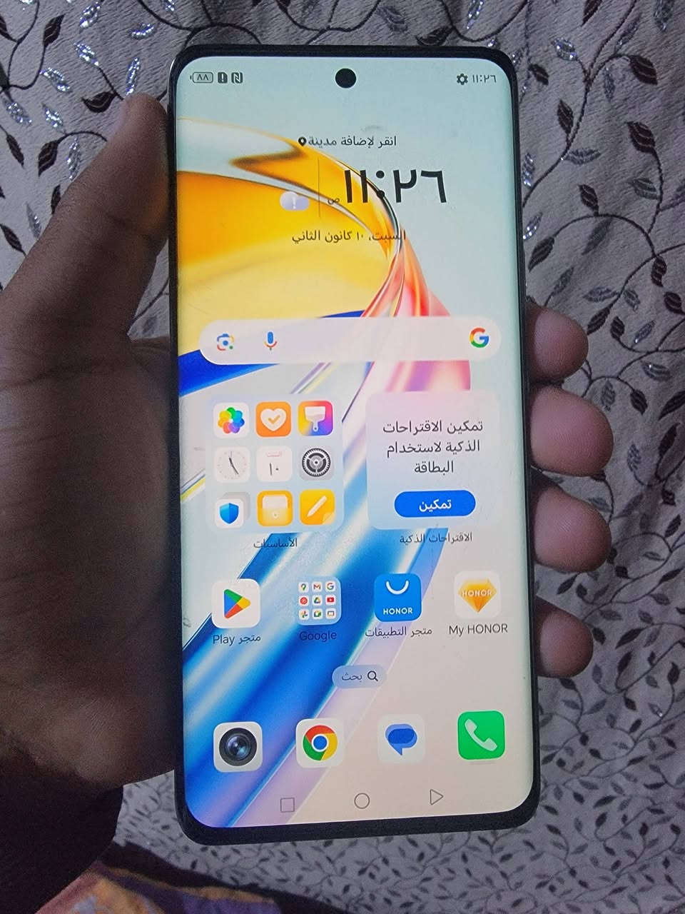 السلام عليكم هونر X9b ذاكره 256 جهاز مكفول مامفتوح ونظافته  حلوه فقط بي فطر بجامه مال العدسه مال التصوير وتبديلها ب10 الف جهاز بدون ملحقات بس كفر وياه السعر 225 وبي مجال لشراي الاستفسار خاص او وتساب ***********
