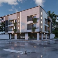 تصميم بناية تجارية • ثلاث طوابق • مكتب محور المدينة