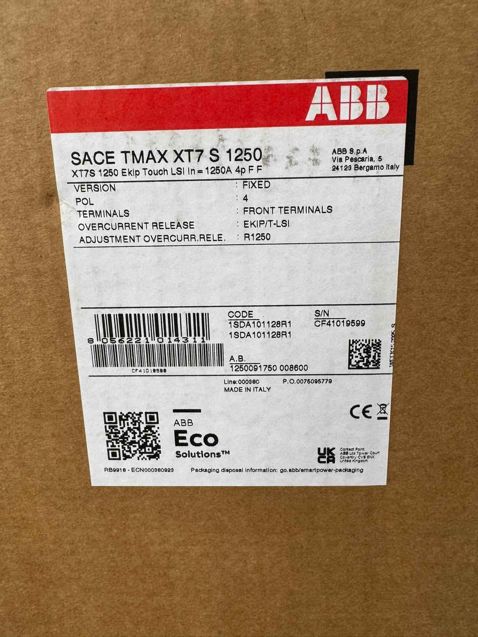 ABB şelter 4 kutup 1250A (6Adet)


**إذا كنت صاحب هذا الإعلان وتريد حذفه لأي سبب، رجاءا أرسل رسالة إلى الدعم الفني**